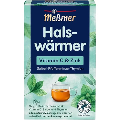 VC锌茶，喉咙舒服Messmer Halswarmer 维生素C锌茶 16包