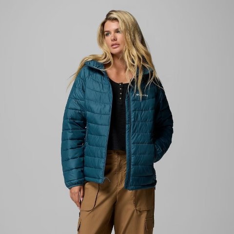 Columbia孔雀蓝太特别了Powder Lite II 女士连帽夹克