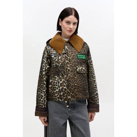 GanniShort Wax Jacket in Leopard