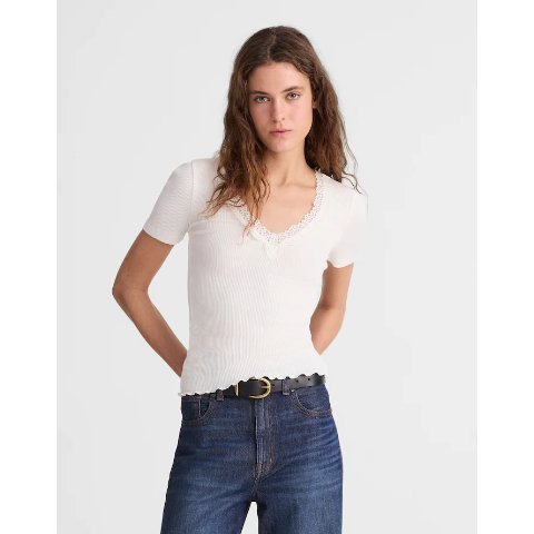 MadewellLace-Trim V-Neck Top