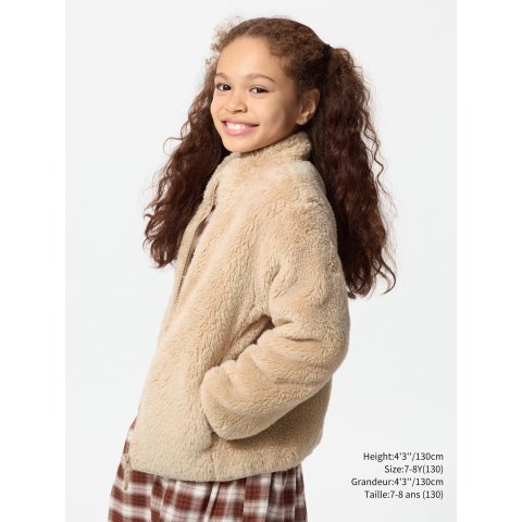 儿童拉链绒毛外套