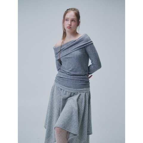 Off Shoulder Tee Grey