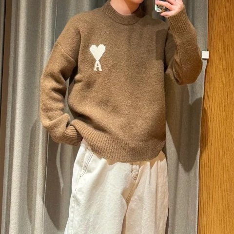 羊驼羊爱心毛衣 棕色