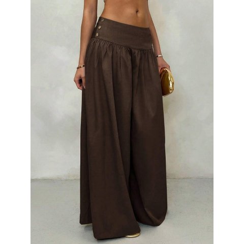 Trends Glamine 低腰阔腿裤 棕色