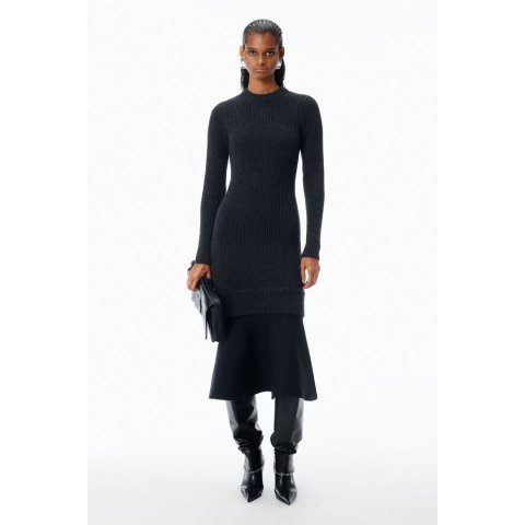 Alexander WangRibbed Wool Long-Sleeve Dress