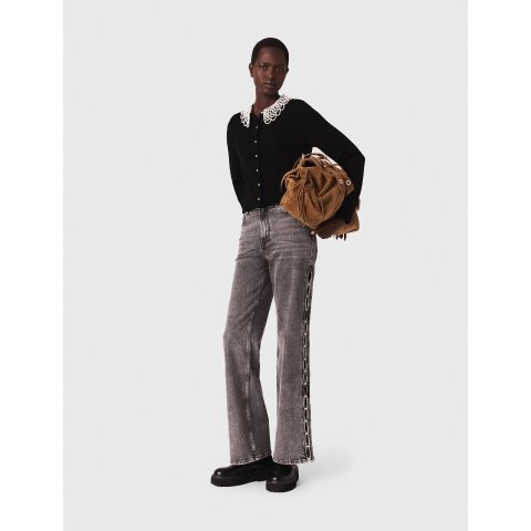 MajeCardigan with Removable Beaded Collar