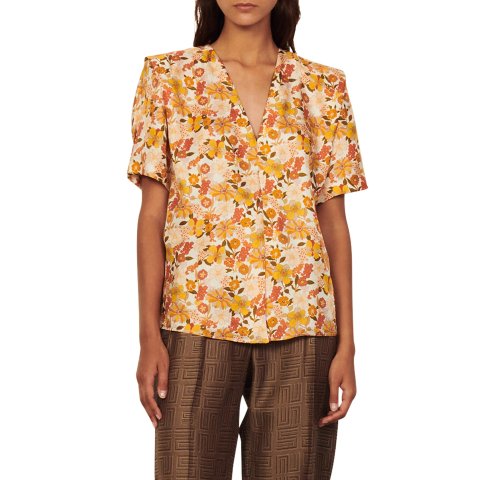 SandroFloral Silk Blouse