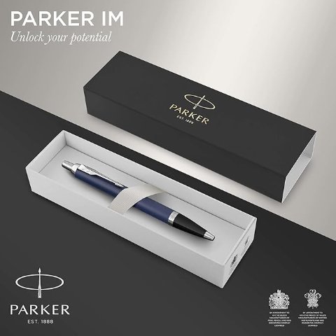 Parker哑光蓝色漆面与独特的镀铬装饰Parker IM 蓝色中性笔 礼盒装