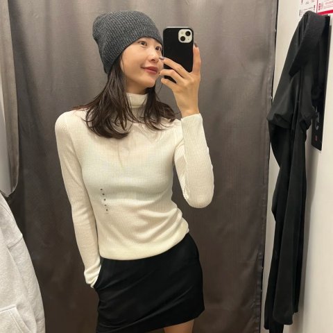 羊绒高领毛衣 奶油白