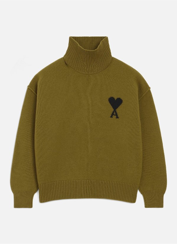 羊毛高领毛衣 绿色