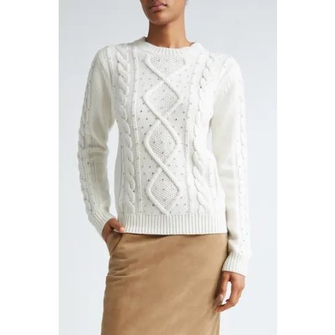 Max MaraOnde Embellished Wool Cashmere Sweatshirt