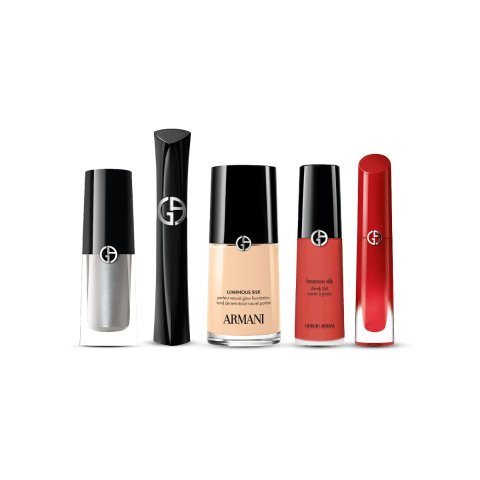 睫毛膏+液体眼影+粉底液+唇釉+腮红液