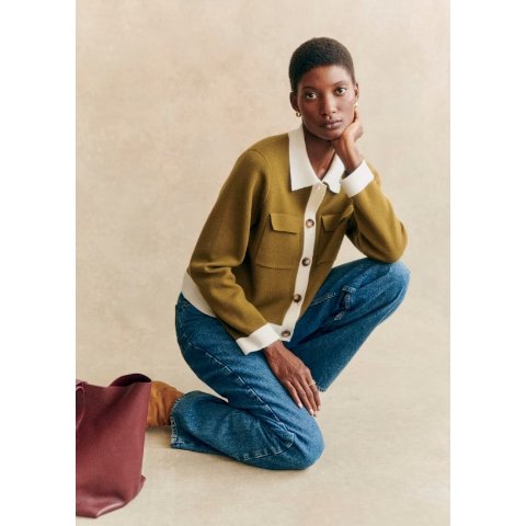 Sezane仅剩XXS码！Betty 橄榄绿针织上衣