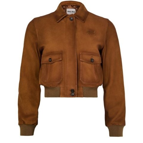 Miu MiuSuede Aviator Crop Jacket