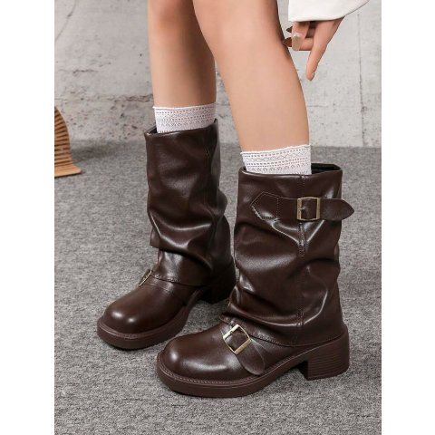 Style With 黑色粗跟短靴 女款