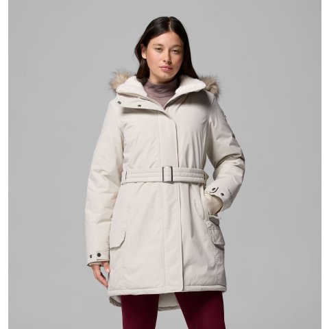 Columbia毛领+浴袍版+腰带+银点 大美女气质Icelandite II 女士羽绒外套 银点款