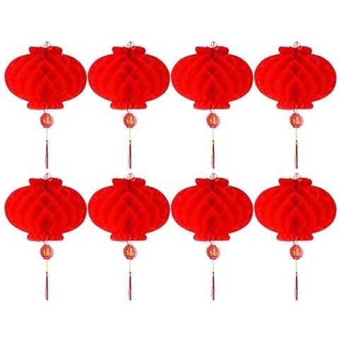 8只装红色防水纸灯笼20cm