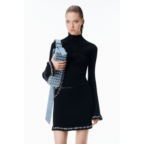 Alexander WangLong-Sleeve Ruffle-Hem Turtleneck