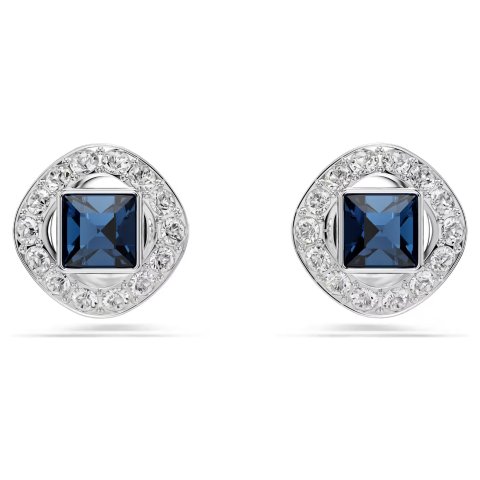 切割蓝色水晶耳钉