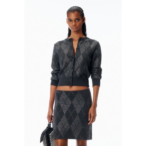 Alexander WangCrystal Wool-Blend Argyle Cardigan