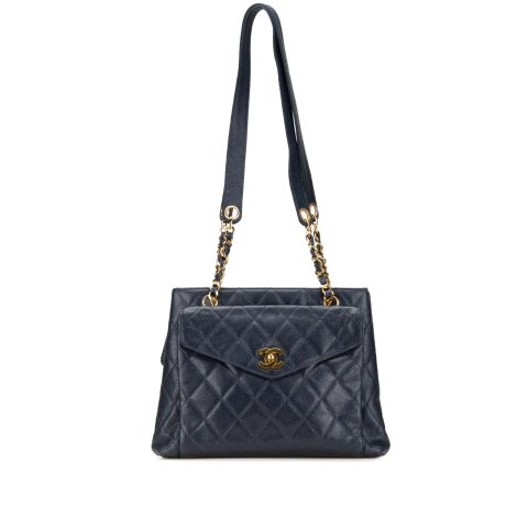 ChanelQuilted Caviar Chain Tote Bag