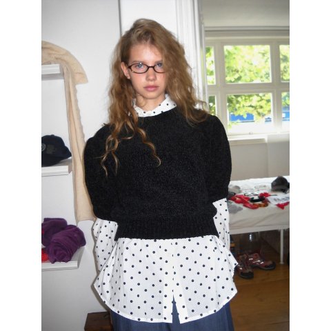 Puff Sleeve Knit Sweater Black