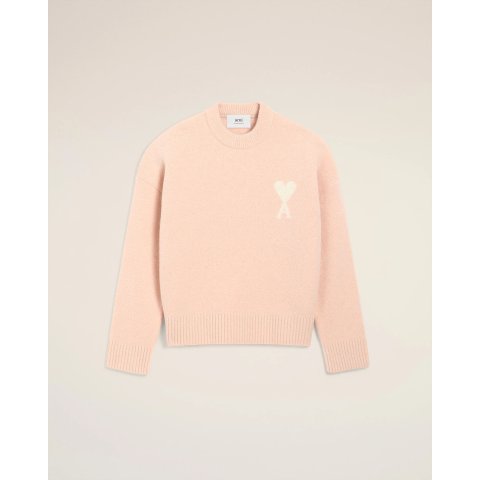 圆领粉色羊驼毛衫