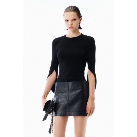 Alexander WangMatte Jersey Drape Back Long Sleeve Top