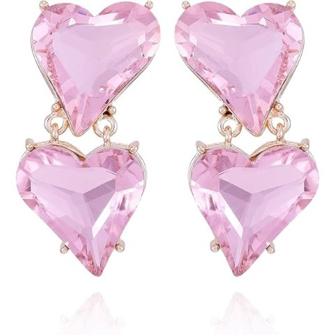 Guess粉色心形夹式耳环 