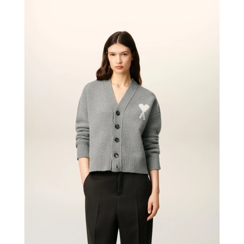 灰色羊驼毛开衫