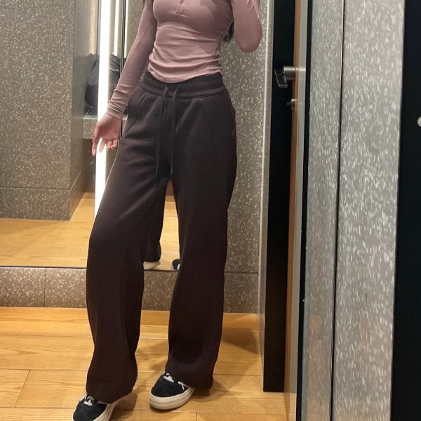 Scuba 宽腿裤 中腰款梅子色