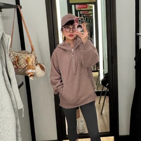 Scuba 半拉链卫衣 长款 陶土色