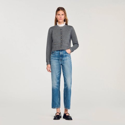 SandroCardigan with Detachable Ruffle Collar