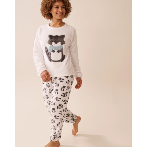 Raccoon Print 柔软睡衣套装