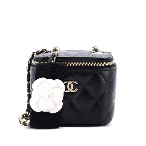ChanelCamellia Bow Mini Crossbody Bag Quilted Lambskin with Chain