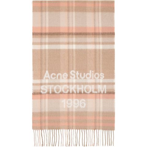 Logo 宽格围巾 米粉色