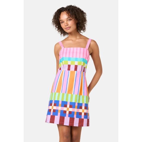 节日条纹迷你连衣裙