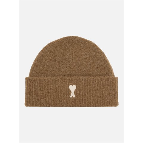 爱心羊驼毛针织帽 棕色