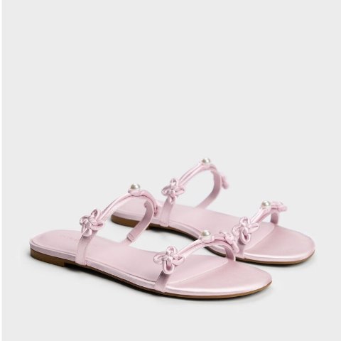 Charles & KeithOrinda Knot-Pearl Slide Sandals Light Pink