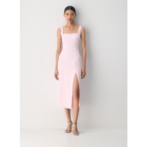  90s 开叉缎面中长裙