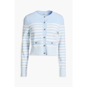 条纹针织棉混纺开衫