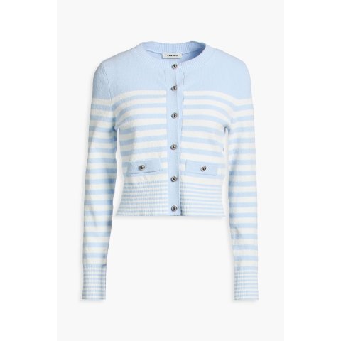 条纹针织棉混纺开衫