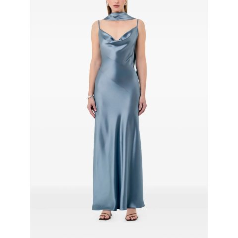 垂坠领超长连衣裙