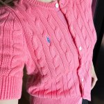 拉夫劳伦 爆款这里挑花眼 藕粉色针织短袖€110 V领马甲€123