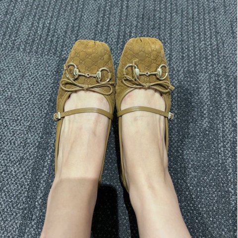 Horsebit 女士芭蕾鞋 老花棕色