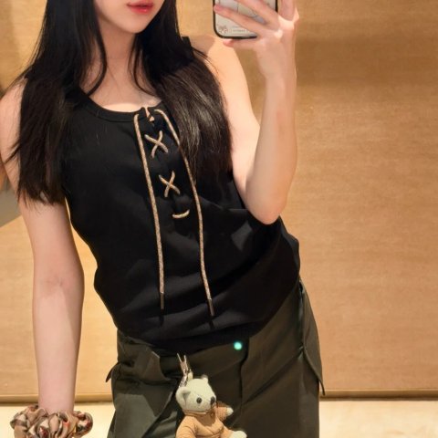 COTTON BLEND 格纹背心@ECHO