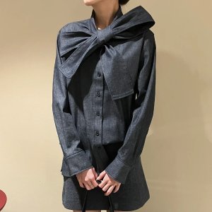 绑带牛仔衬衫