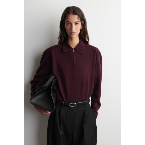 Merino 羊毛牦牛拉链长袖衫