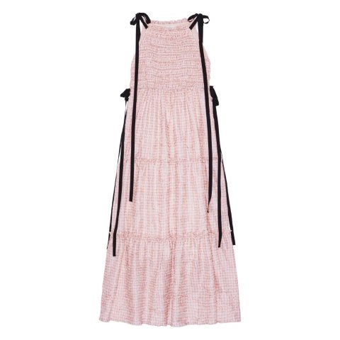 弹性褶饰分层连衣裙