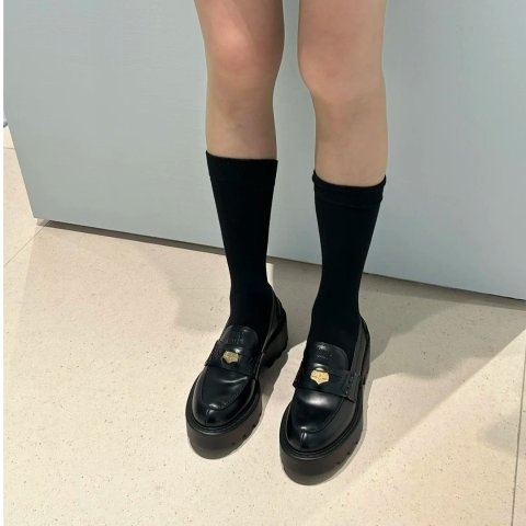 厚底黑色乐福鞋